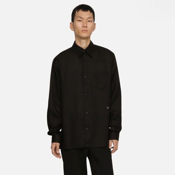 Dolce & Gabbana Black Long Sleeve Linen Shirt “Camisia”